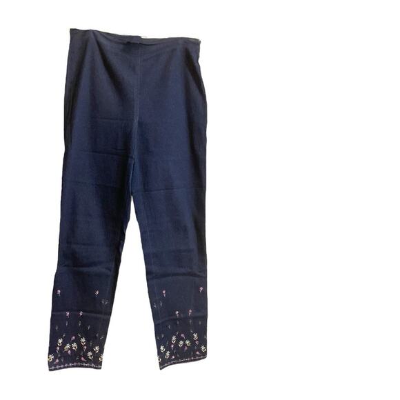 JON by TERI JON Embroidered Dark Blue Wash Jean Size 8 Ankle Pant Stretch-RARE - Picture 9 of 9